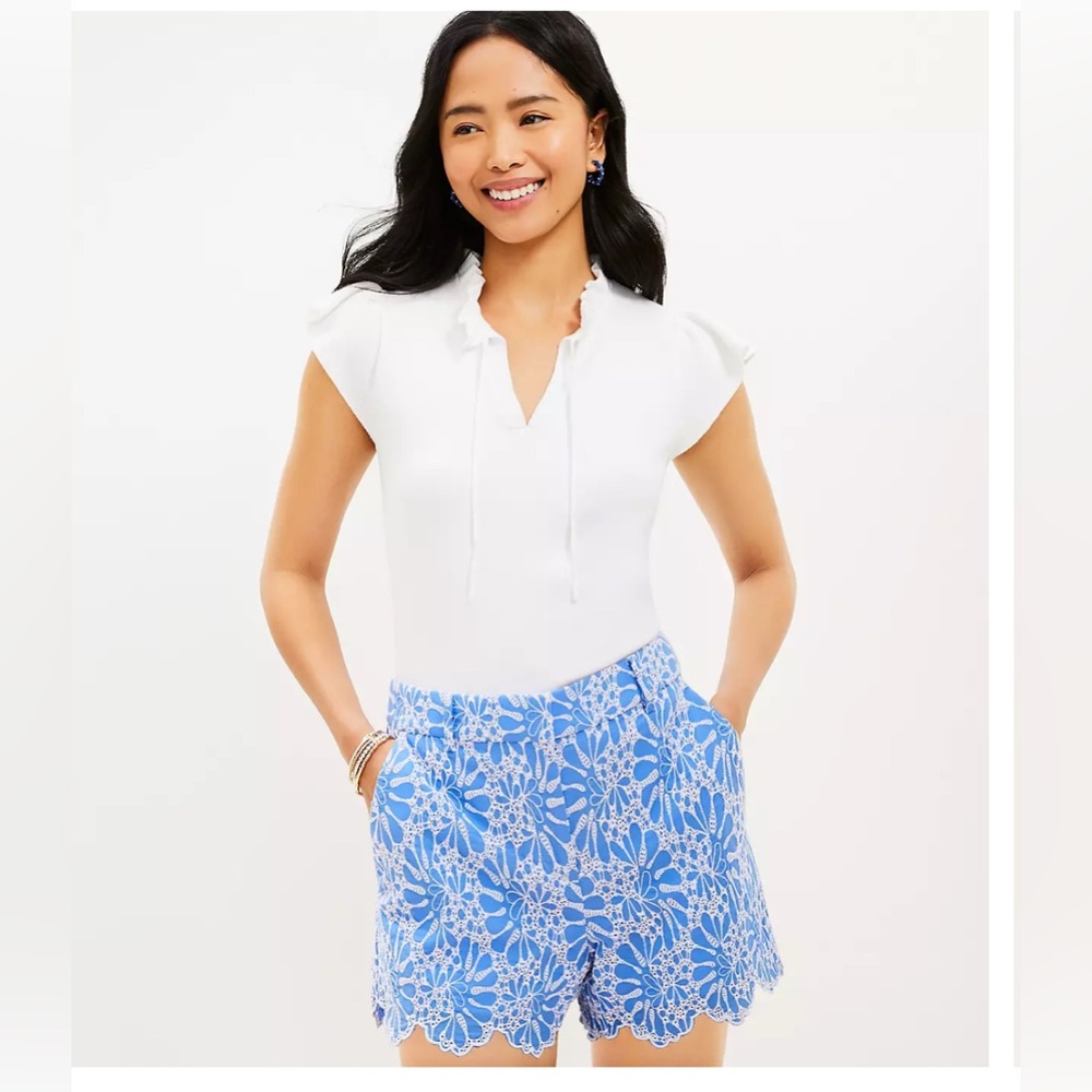 Riviera Shorts in Floral Eyelet
Loft Blue   Women's Shorts Sz 4 EUC 100% Cotton - Picture 2 of 14